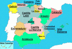 スペインの自治州の地図。http://pedagogie.ac-toulouse.fr/より引用。