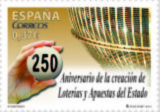 クリスマスの宝くじ250周年を記念した切手が今年スペインで販売されました。早速購入です。